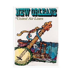 Póster de viaje de Nueva Orleans con impresión artística de United Airlines (XR1860)a