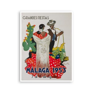 Malaga Festival Art Vintage Spanish Decor Fiesta Print Travel Poster (XR4324)
