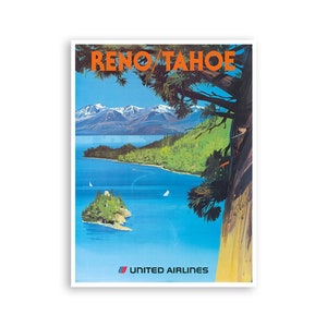 Lake Tahoe Wall Art Print Reno Vintage Travel Poster (TR73)
