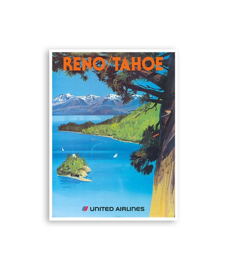 Lake Tahoe Wall Art Print Reno Vintage Travel Poster TR73 image 1