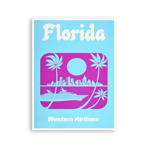 Florida Travel Art Print Western Airlines Poster (XR3746)