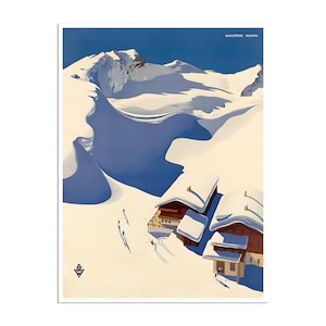 Wydruk artystyczny na nartach podróżujących na nartach plakat dekoracyjny do domu w stylu vintage (ZT140)