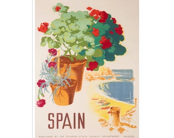 Madrid reisposter Spanje kunstafdruk Spaanse vintage woondecoratie (XR2066)