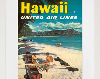 Travel Poster Hawaii Art Print Retro (TR91)