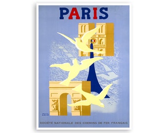 Paris Travel Poster French Decor France Art Print (XR3784)