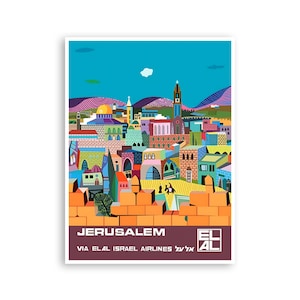 Jerusalem Travel Poster Vintage Israel Print Israeli Art Home Decor (XR4408)