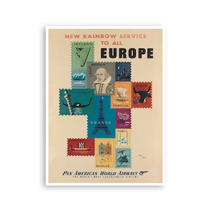 Europa Reise Poster Post Stamp Art Pan Am Print (XR3857)a
