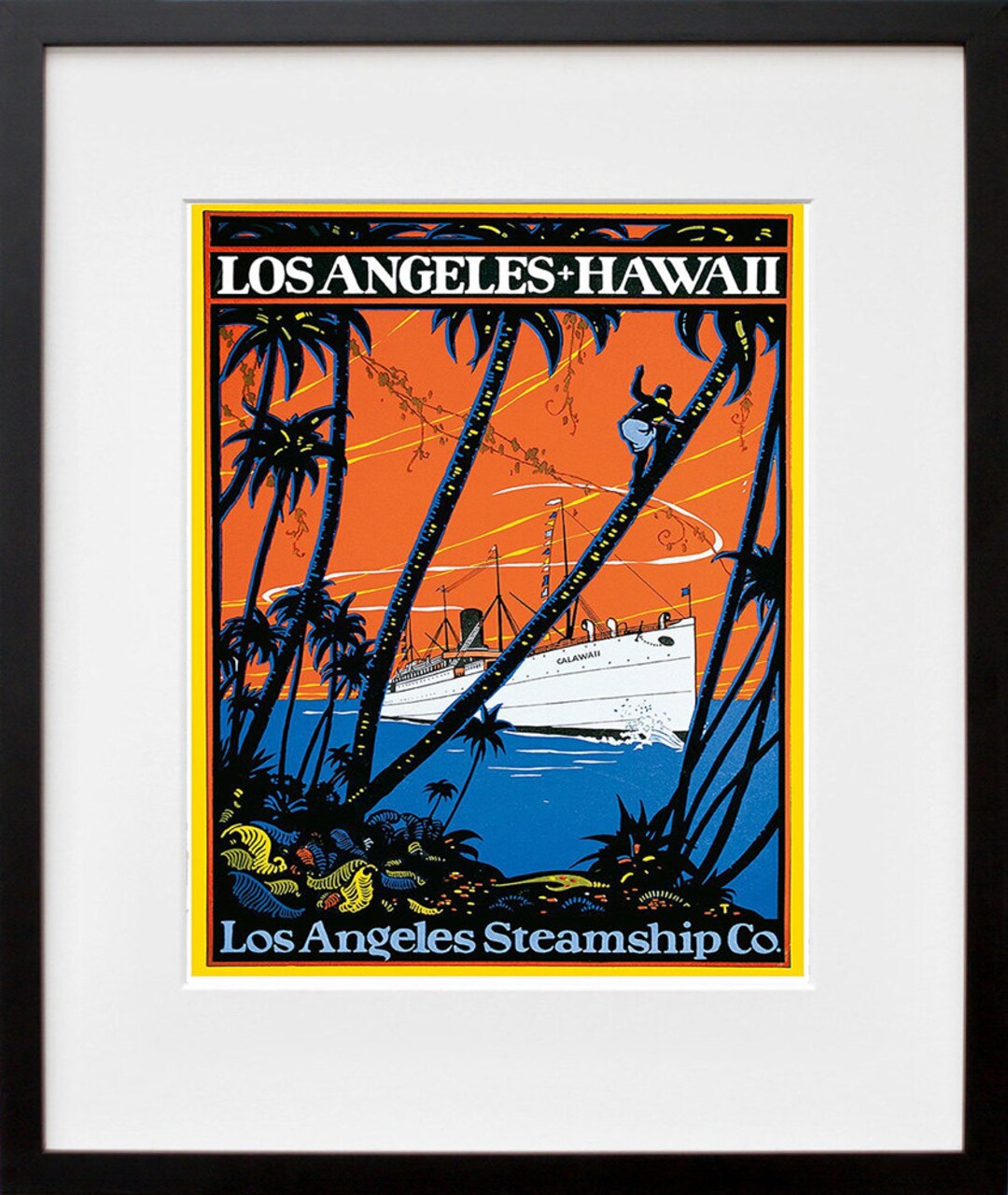 ハワイ絵画 蒸気船プリント ハワイアンクルーズ船アート旅行ポスター