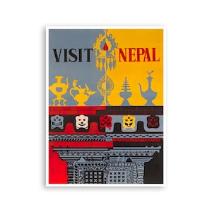 Nepal Travel Poster Nepalese Art Print Asian Decor (XR4409)a