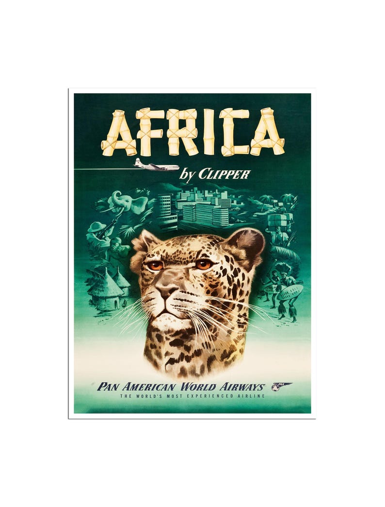 Africa Travel Poster African Art Pan American Airlines Print zt372a Etsy