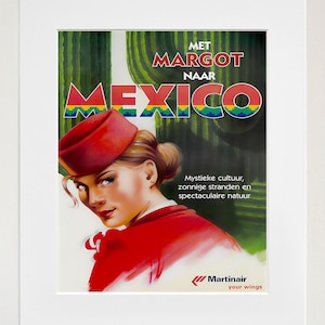 Mexico Travel Poster Mexican Art Martinair Print  (XR92)a
