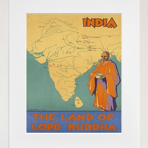 India Travel Poster Vintage Print Wall Art ZT240 image 1