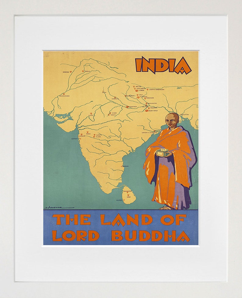 India Travel Poster Vintage Print Wall Art ZT240 image 1