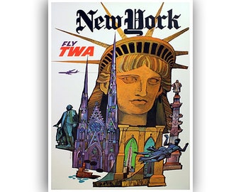 Poster di viaggio di New York TWA NY Stampa artistica (XR1383)a