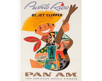 Puerto Rico Vintage Travel Poster Wall Art Print (XR2125)