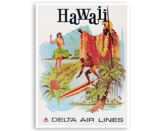 Hawaii Wall Art Print Retro Travel Poster (XR2867)