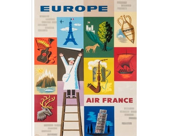Europe Travel Poster Vintage Art Canvas Print Hanging Retro Wall Decor ...