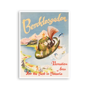 Berchtesgaden Art Bavaria Travel Poster Germany Art Print Vintage German Home Decor (XR2356)