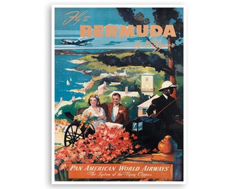Póster de viaje con arte mural de Bermudas para decoración del hogar (XR2764)
