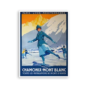 Chamonix Poster Mont Blanc Art Print (ZT123)a