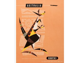 Australia Art Travel Poster Kangaroo Vintage Sign Retro Print (XR2110)