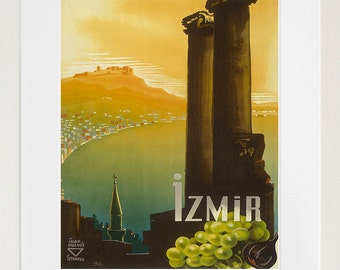 Travel Poster Turkey Art Print Izmir Vintage Turkish Home Decor (TR134)