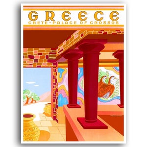 Grèce Art, Crète, affiche de voyage vintage, impression murale, décoration grecque (XR1337)