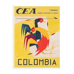 Póster de viaje a Colombia, impresión artística colombiana (XR4750)a