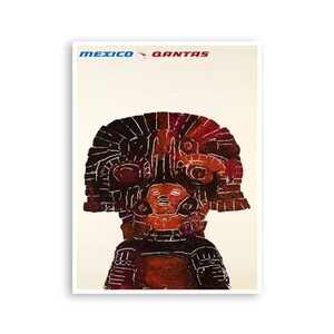 Mexican Art Mexico Travel Poster Qantas Airlines Print (XR3871)a