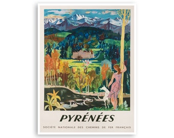 Pyrenees Travel Poster France Art Print French Home Decor (XR2841)