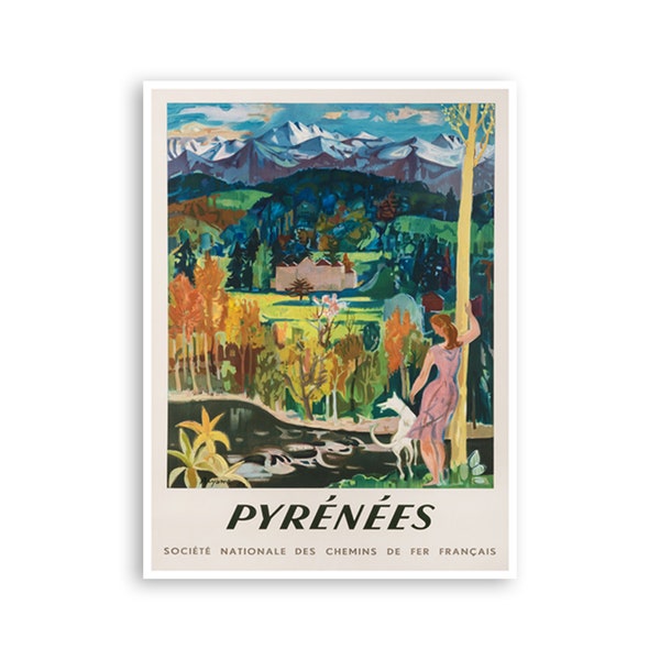 Pyrénées Travel Poster France Art Print French Home Decor (XR2841)