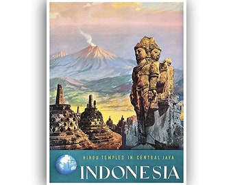 Indonesien Print Java Reise Poster Indonesische Kunst (XR735)a