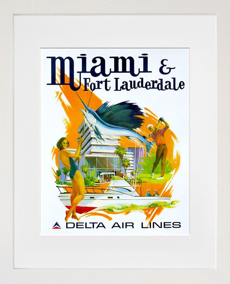 Florida Art Wall Decor Miami Fort Lauderdale Retro Travel | Etsy