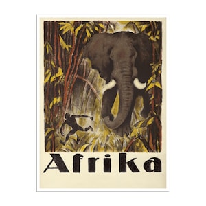 Africa Travel Poster African Art Jungle Elephant Print (ZT393)a