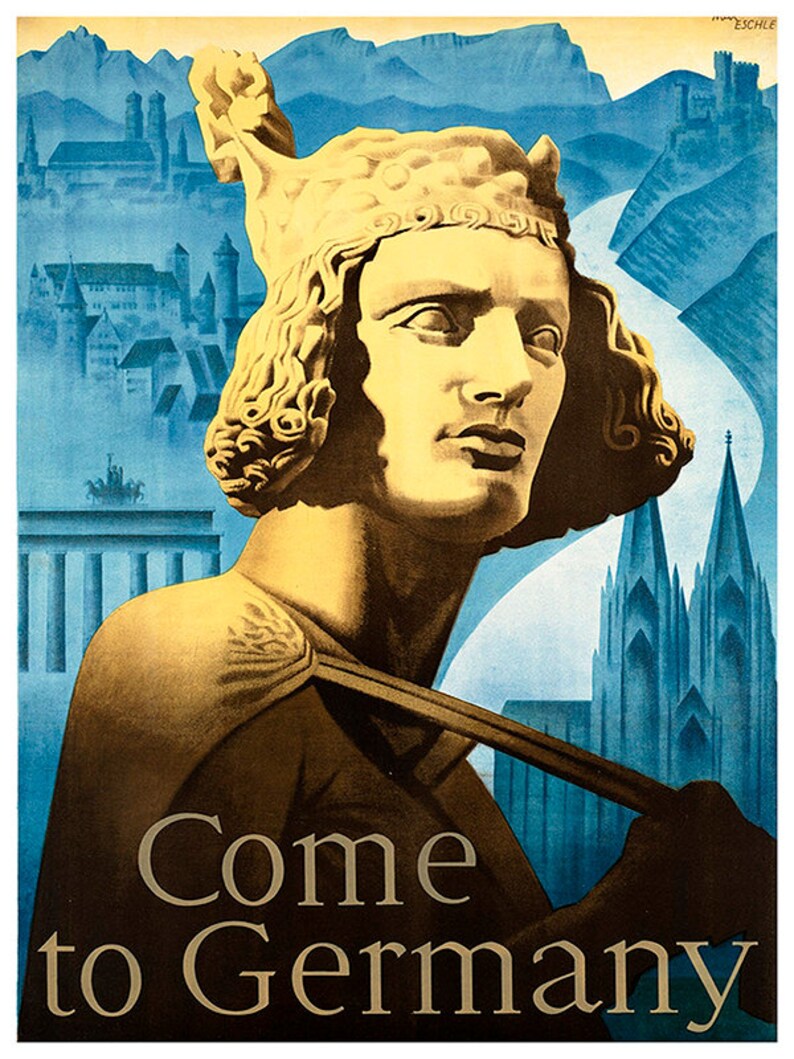 Germany Travel Poster German Art Print Vintage Home Decor Etsy