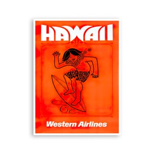 Hawaii Surfing Art Hawaiian Print Vintage Travel Poster (XR4313)