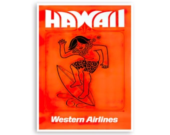 Hawaii Surfing Art Hawaiian Print Vintage Travel Poster (XR4313)