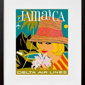 Afiche de viaje a Jamaica Arte jamaicano Afiche publicitario de Delta Airlines (TR23)a