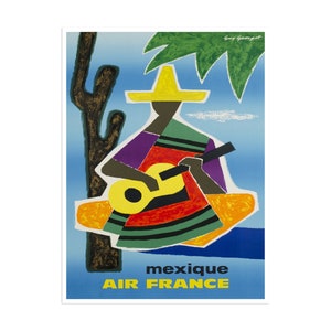 Mexico Travel Poster Mexican Present Air France Art Print (XR2643)a