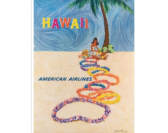 Hawaii Art Retro Poster Art Travel Poster Wall Art Print (XR2440)