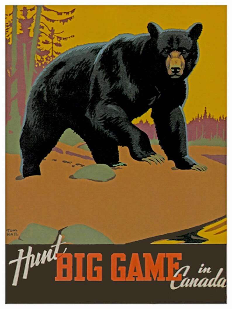 Hunt Big Game Poster Canada Art Tom Hall Print tr20a Etsy