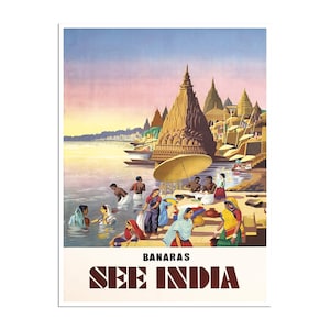 Varanasi Print India Travel Poster Indian Art (ZT398)a