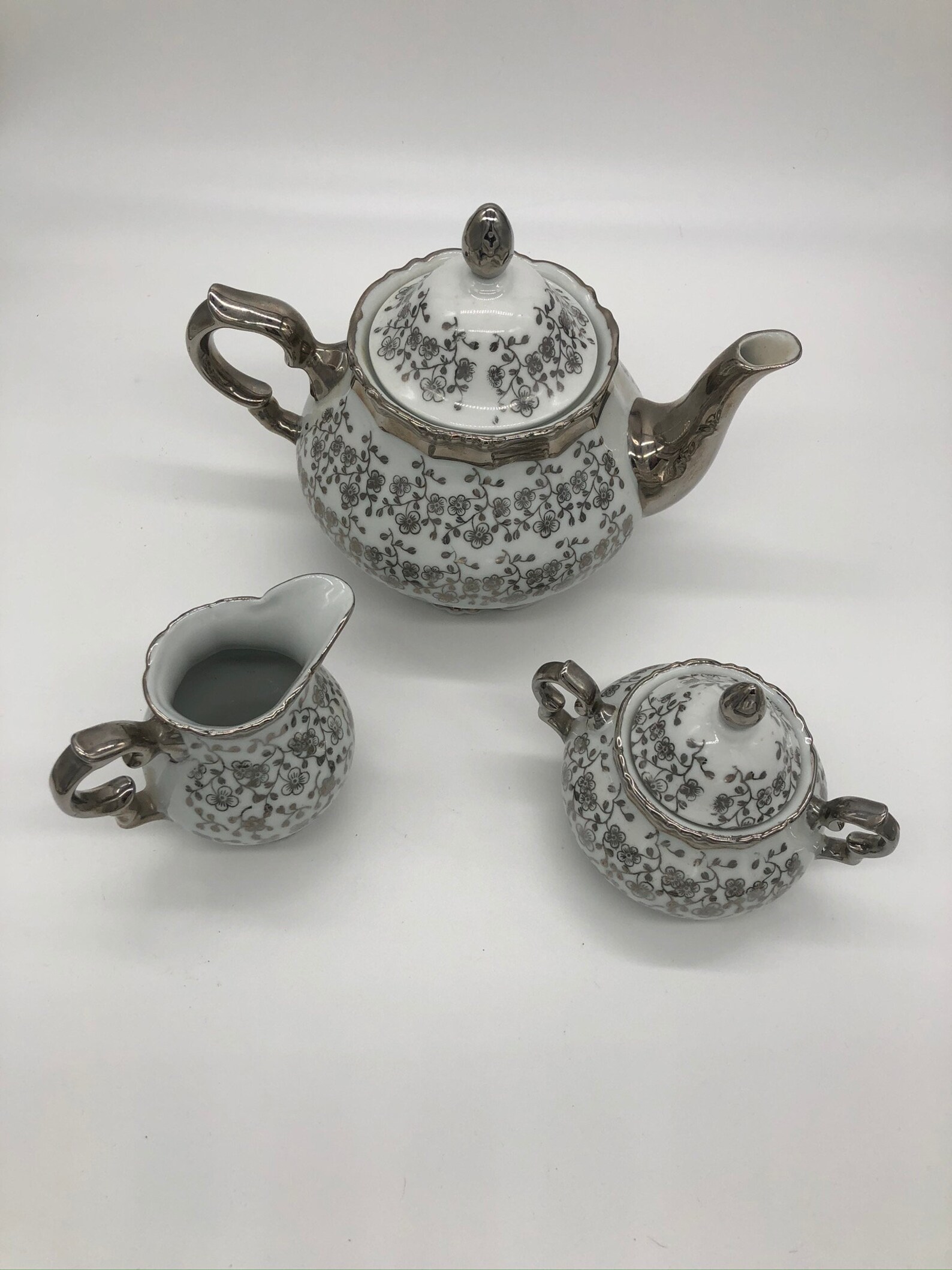 Gareis Waldsassen Bavaria Silver on White Tea 3 Set Etsy