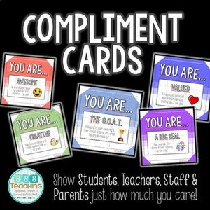 Spread Love with 24 Compliment Positive Notes for Classroom Community Building and Valentine's Day