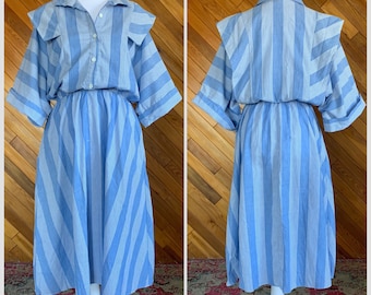 Vintage 60s Breezy Striped Midi Dress