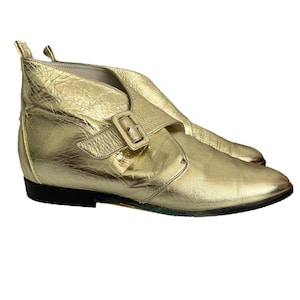 Vintage gouden chelseaboots uit de jaren 80 met gesp