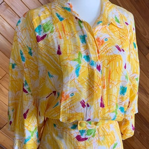 Vintage 70s/80s Deadstock Raoul Yellow Abstract Dress image 3