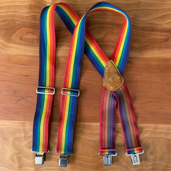 Vintage 70s/80s Rainbow Suspenders - image 1