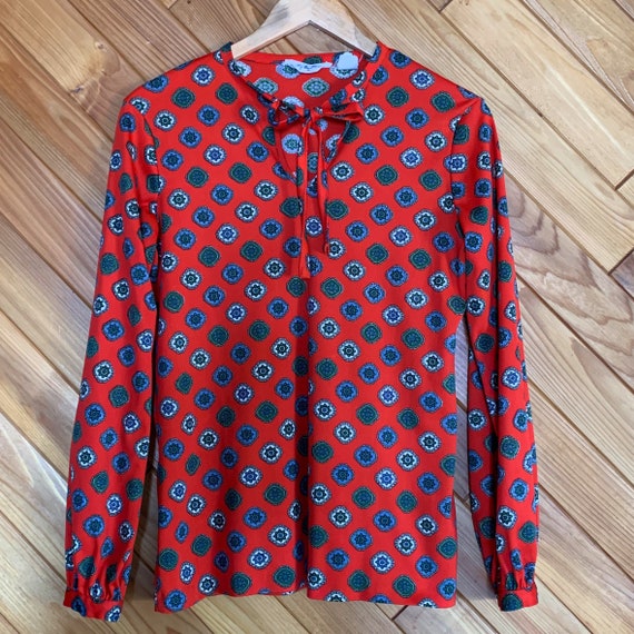 Vintage 70s Red Medallion Blouse - image 5