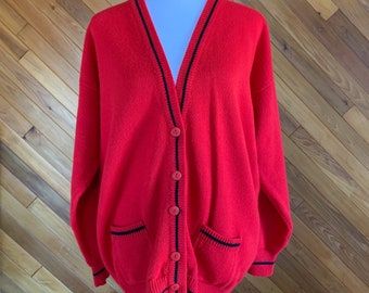 Vintage 80s Red and Black Collegiate Inspired Sweater